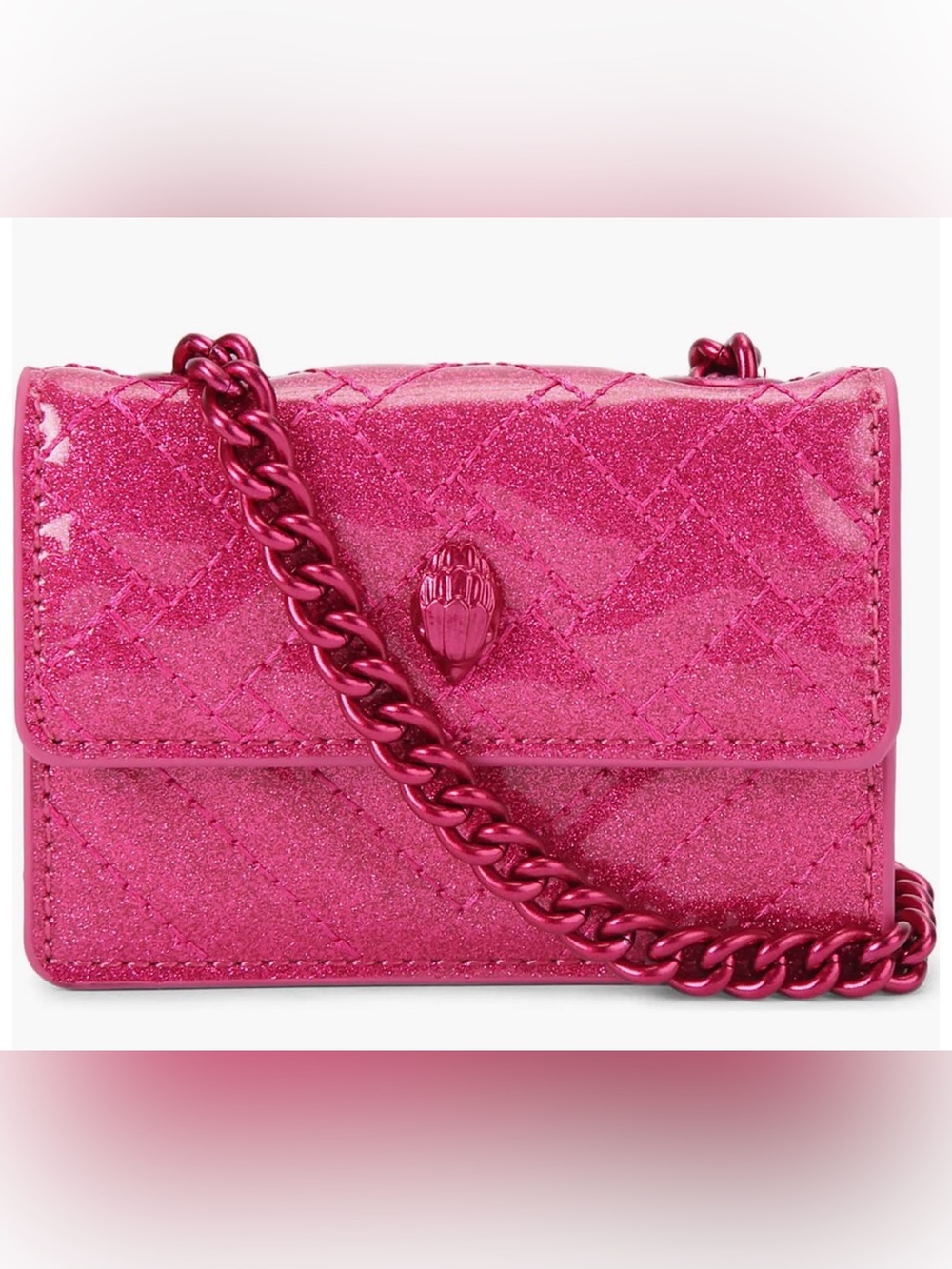 Kurt Geiger Pink Glitter Quilted Crossbody Bag